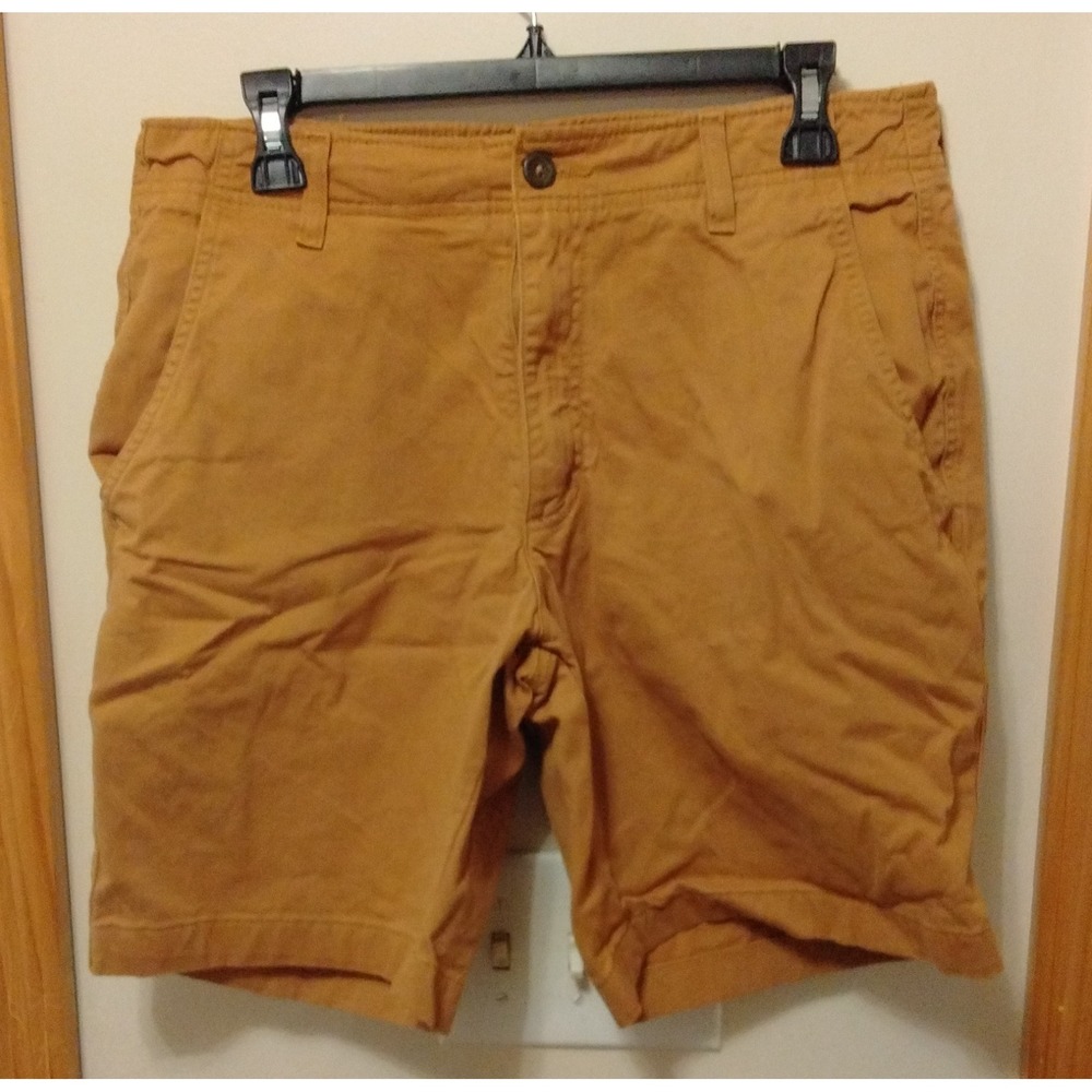 True Craft Men's Brown Solid Chino Shorts Cotton Pockets Button size 33w